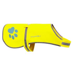 Yellow Soft Shell Waterproof Dog Vest L Size Hi Visibility Reflective Jacket with Light Fleece Lining Ideal in Cooler Climates Fluorescent Hi Vis